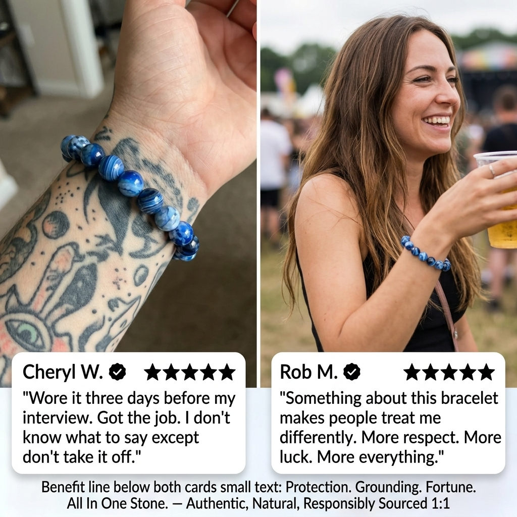 Blue Fire Agate Bracelet | Handmade Healing Crystal for Protection