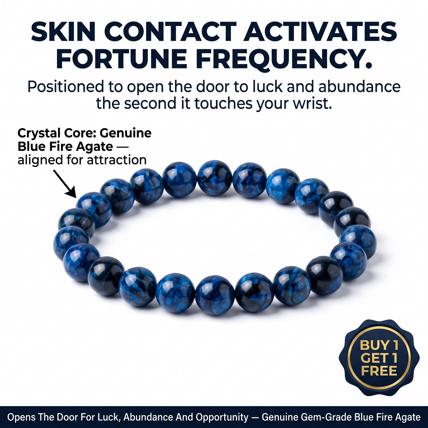 Blue Fire Agate Bracelet | Handmade Healing Crystal for Protection