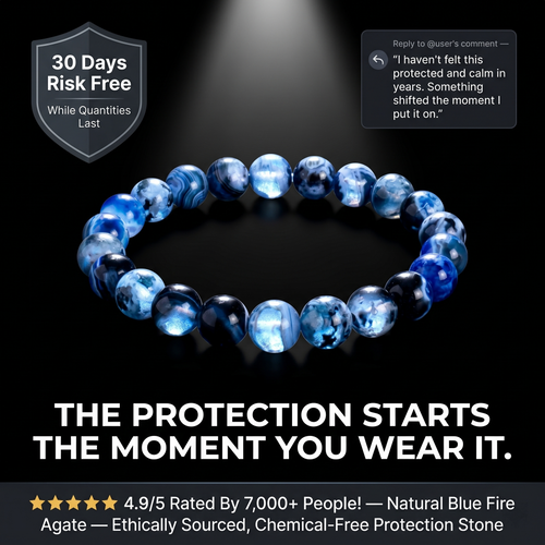 Blue Fire Agate Bracelet | Handmade Healing Crystal for Protection